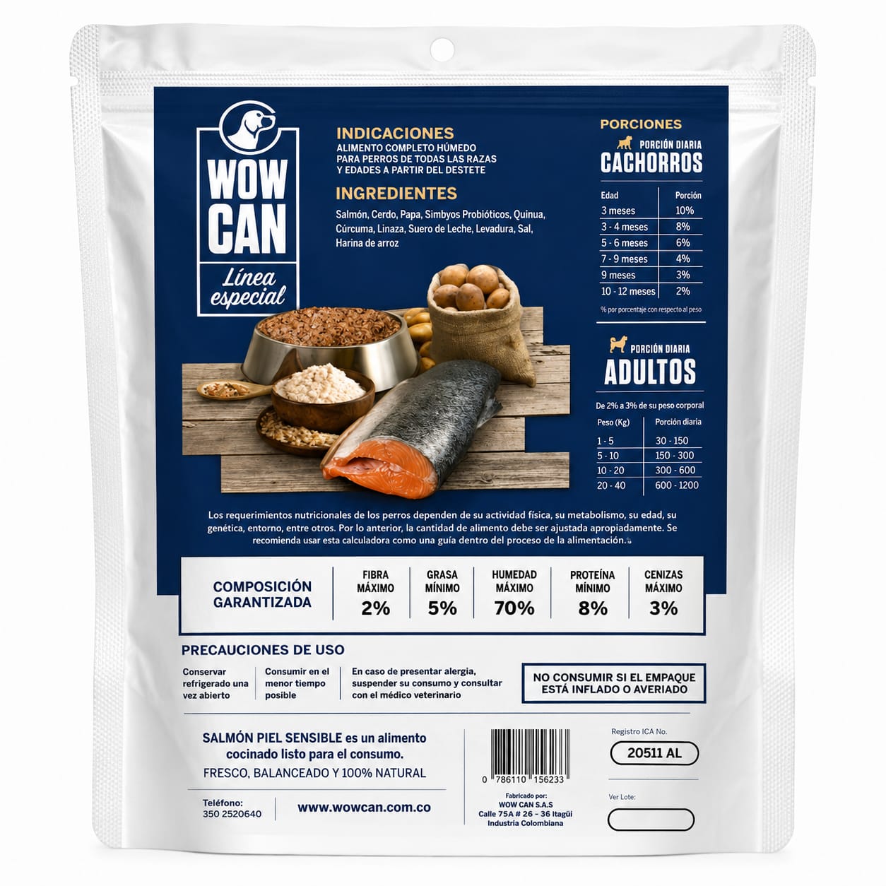 Wow Can Piel Sensible Alimento Natural Cocinado al Vapor 300 gr